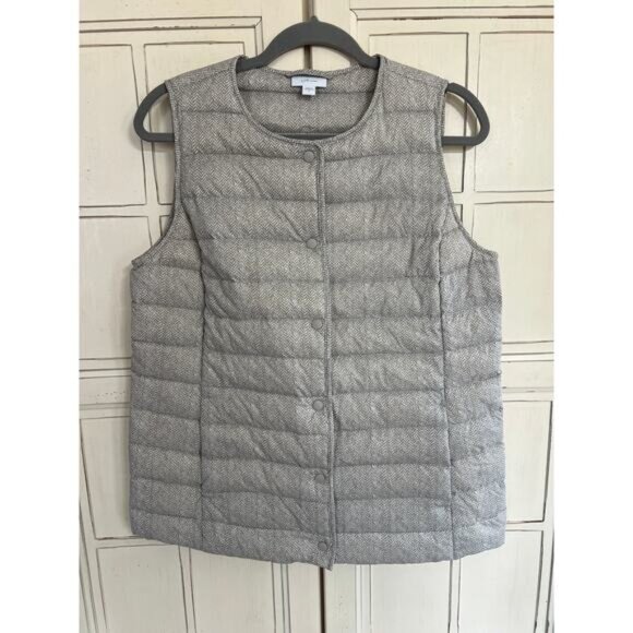 J. Jill size small lightweight down vest beige & white - Picture 1 of 4